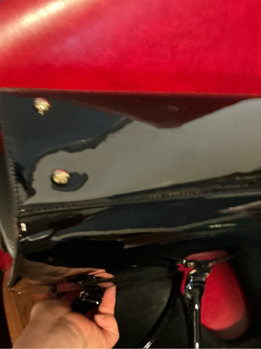 Classic Black Patent Satchel Handbag - Picture 5 of 7
